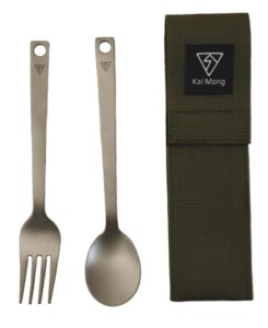 Couverts réutilisables en titane pur pour le camping en plein air, la randonnée et les pique-niques, écologiques, légers, durables, portables, style américain - Product Image 1