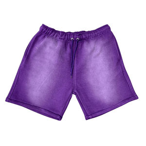 Shorts en coton épais délavé à l'acide, effet soleil, 100 % coton, vente en gros, personnalisés, imprimés en relief, shorts de survêtement usés pour hommes - Product Image 3