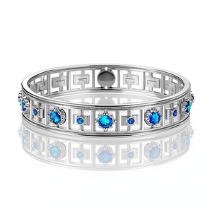Blue Fire Opal Sterling <b>Silver</b> 925 <b>Cuff</b> Bangle Luxury Statement <b>Bracelet</b> Fine Jewelry Birthstone Jewelry for Women - Product Image 5