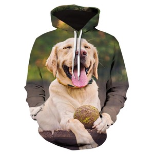 Men's Hooded Pullover Sweatshirt 100% Cotton Jersey Fabric Digital Puff Printed Labrador <b>Dog</b> Design Modern Oversized Fit Autumn - Product Image 1