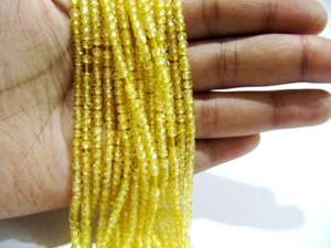 Perles de pierre CZ facettées rondes jaunes naturelles de 3 mm, brin de 13 pouces de long - Product Image 4