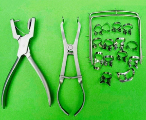 Premium Dental Rubber Dam Starter Kit 18 Pcs Stainless Steel <b>Frame</b> Punch <b>Clamp</b> Set Manual Reusable Dental rubber dam kit - Product Image 4