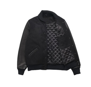 High Quality Wholesale Leather Sleeves Wool Varsity Jacket For <b>Men</b> Melton Wool Chenille Embroidery Baseball Jacket - Product Image 2