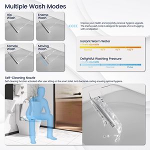 Sedile WC Bidet Intelligente Quadrato con Seduta Riscaldata Regolabile, Controllo Temperatura e Pressione dell'Acqua, Portatile e con Funzionalità Automatiche - Product Image 2