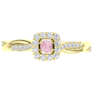 925 Sterling Silver Gold Plated <b>Pink</b> Morganite CZ Halo Ring Twisted Infinity Band Engagement Ring Fine Jewelry for Women - Product Image 1