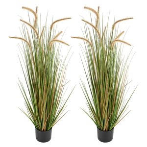 Paquete de 2 Árboles de Hierba Artificial de PVC de 47 Pulgadas para Uso en Interiores y Exteriores - Product Image 1
