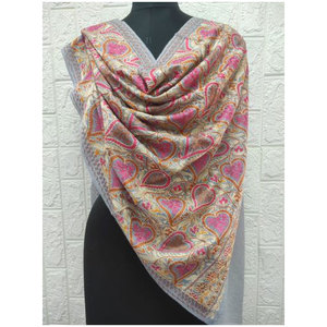 New Collection Fine Wool TD Aari Embroidery Stole 70x200cms Premium Designer Winter <b>Shawl</b> Soft Warm Elegant Fashion <b>Wrap</b> Ready - Product Image 2