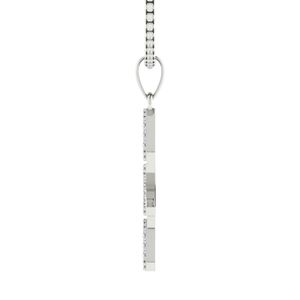 Silver Vertical Letter <b>Necklace</b> Women Elegant Crystal Pendant Jewelry Fashion Accessory <b>Statement</b> <b>Necklace</b> Gift Daily Wear - Product Image 2