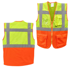 Chaleco de Seguridad de Alta Visibilidad para Hombre, Malla Reflectante Transpirable, Ropa de Trabajo con Múltiples Bolsillos, Cierre de Cremallera, Uso en Exteriores de Verano - Product Image 1