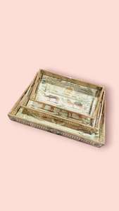 Plateau de service en émail imprimé, plateau en émail personnalisable (OEM disponible), plateau en émail pour présentation alimentaire, plateau en émail à motifs, décoration intérieure - Product Image 4