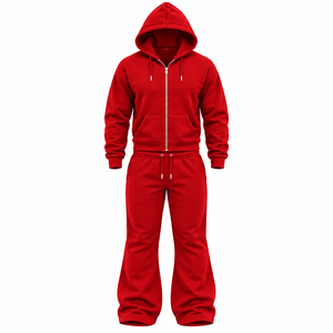 Conjunto de Chándal Moderno para Hombre: Sudadera con Capucha de Cremallera Completa y Pantalones Acampanados Estilo Y2K - Ropa Urbana de Moda - Product Image 2