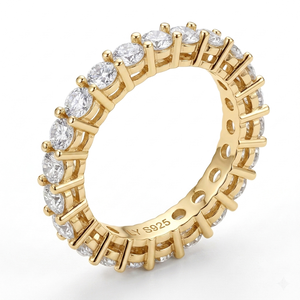 925 Sterling Silver Moissanite Eternity Band <b>Ring</b> 18K Gold Plated Rhodium Plated <b>Cushion</b> Cut Prong Set <b>Wedding</b> Jewelry for Women - Product Image 4