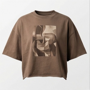 Camiseta Corta de Algodón de Corte Holgado, Cómoda, Diseño de Fabricación Personalizada, Camiseta de Moda para Mujer, Ropa Deportiva - Product Image 1