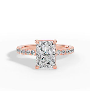 Bague à cinq pierres en diamant de laboratoire taille radiant et taille brillant, la plus vendue, en or 14 carats, vente en gros, bijoux fins OEM - Product Image 1