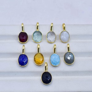 จี้รูปไข่พลอยซิทริน |   จี้คริสตัลสีเหลืองทรงเหลี่ยมประดับขอบทอง - Product Image 6