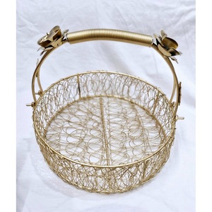 Metal <b>Hamper</b> <b>Basket</b> Tray Home Decoration Home Decor Return Gift Gifting Packing Tray With Flourished Handles - Product Image 6