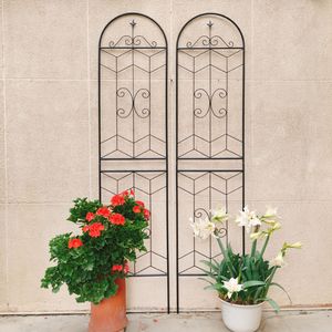 Set di 4 Tralicci da Giardino in Metallo Nero Antiruggine 220 cm x 50 cm, Supporto per Fiori da Esterno per Piante Rampicanti, Traliccio Ornamentale da Giardino - Product Image 2