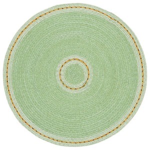 Round Braided Jute Area Rug Solid Green Color Non-Slip Rubber Backing Modern Style Living Room Flat Pile Thin Thickness - Product Image 3