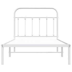 Cadre de lit double en acier blanc thermolaqué, lit rectangulaire en métal - Product Image 6