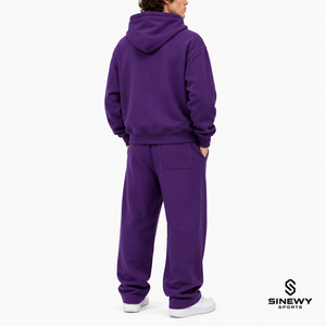 ชุดวอร์มผู้ชายสีม่วงมีฮู้ด แบรนด์ SINEWY SPORTS เสื้อซิปเต็มตัว กางเกงจ็อกเกอร์ ทรงลำลอง สีพื้น ผ้าฝ้าย น้ำหนักเบา เหมาะสำหรับฤดูหนาว - Product Image 2