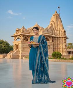 Kurti de Algodón con Bordado y Textura, con Top, Pantalón y Dupatta, Ropa Étnica para Fiestas, Precio al por Mayor, Color Verde Azulado - Product Image 2