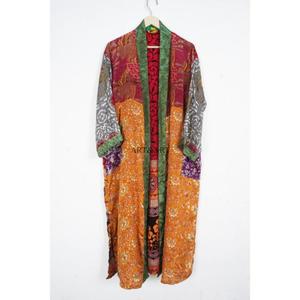 Kimono Indio de Seda Pura, Térmico, Elegante, Suave, Transpirable, Romántico, a Rayas, Cómodo, Suave, Estilo Japonés, Ropa de Dormir para Mujer, Floral - Product Image 1