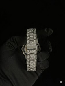 Montre-bracelet pour homme de qualité supérieure, mouvement à grand cadran, en acier inoxydable, style hip-hop, entièrement sertie de diamants Moissanite D VVS personnalisés - Product Image 4