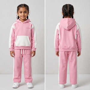 Ensemble 2 pièces de survêtement d'hiver personnalisable en coton respirant, antibactérien et à séchage rapide pour bébés et enfants, grandes tailles, vente en gros - Product Image 1