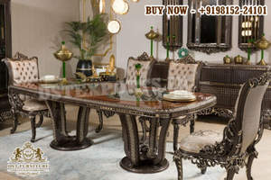 Ensemble de table à manger de qualité supérieure, finition noire élégante, collection Royal Crown, table ronde, achat de meubles de salle à manger victoriens au Royaume-Uni - Product Image 6