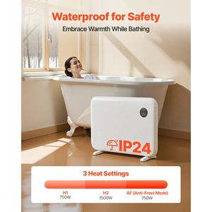 Stufa Elettrica a Convezione da 1500W, Portatile con Supporto e Design per Montaggio a Parete, Controllo Remoto e Touch, Elemento Riscaldante a Infrarossi Lontani - Product Image 4