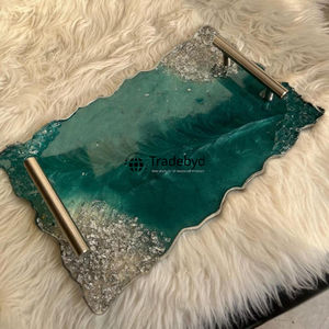 Plateau de service et plat de présentation modernes en résine faits à la main, qualité supérieure pour la cuisine, la table à manger et la décoration intérieure Tradebyd - Product Image 3