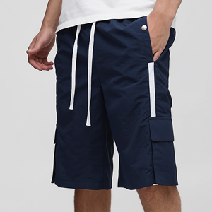 Shorts cargo Oxford bleu marine pour homme, poches latérales, taille à cordon, séchage rapide, vêtements décontractés - Product Image 6