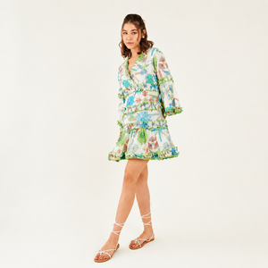 Robe bohème en coton tissé de qualité supérieure pour femme – Mini-robe sans manches à col en V et coupe trapèze pour un usage quotidien décontracté - Product Image 1