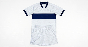 Conjunto Deportivo para Hombre, Blanco, Manga Corta, Cuello en V, con Franja Negra y Ribete en Contraste, Secado Rápido, Poliéster, Corte Regular - Product Image 1