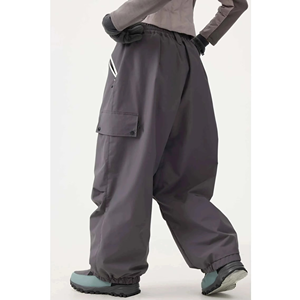 Pantalon cargo ample en lin fin pour homme, taille élastique, style streetwear, pour le ski et le snowboard, vente en gros - Product Image 2