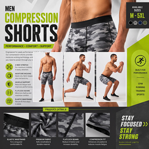Customized Plus Size Camo Printed <b>Shorts</b> <b>Men</b> Gym Wear <b>Compression</b> <b>Shorts</b> Yoga Wear Breathable <b>Shorts</b> <b>Men</b> Base Layer Sport <b>Shorts</b> - Product Image 5