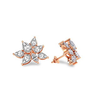 Hermosos pendientes de oro macizo de 18k con corte de pera, diseño de flor Cosmos, con diamantes de laboratorio, certificados por IGI, para mujer. - Product Image 6
