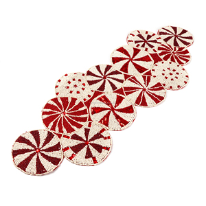 Christmas Decorative and Leaves Design Beaded <b>Runner</b> Placemat <b>Dining</b> <b>Table</b> Fancy Mat Handmade Decorative <b>Runners</b> for Wedding - Product Image 2