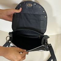 Bolso Bandolera Personalizado de Cuero Vacuno Genuino, Estilo Bohemio Vintage, Ajustable, con Patrón a Cuadros