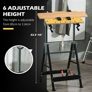 Tavolo da Lavoro per Falegnameria Regolabile in Altezza con 4 Morsetti e Telaio in Acciaio, Capacità 100 kg per Officine e Laboratori - Product Image 4