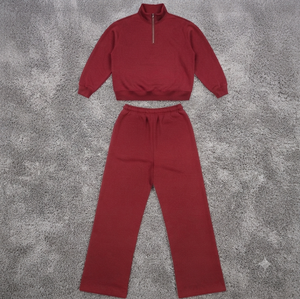 Reasonable Price Men's Tracksuit Suit Quarter Zip Breathable 100% Cotton Hoodie & Joggers Sweatpants <b>Set</b> Streetwear Fashion - Product Image 1