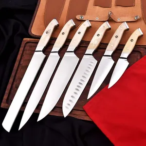 6 Pcs Custom Hand Forged Stainless Steel High Quality Kitchen Chef <b>Set</b> with Camel Bone Handle OEM ODM Customizable Razor <b>Sharp</b> - Product Image 1