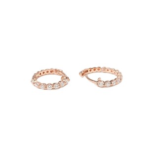 Round Cut Lab Diamond Hoop Earrings 10K 14K 18K <b>Solid</b> <b>Gold</b> Minimalist Eternity Diamond Heggie Hoop Earrings Wedding Hoop Earring - Product Image 4