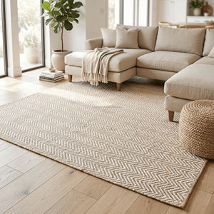 Alfombra de Algodón de Tejido Plano en Tono Beige con Flecos, Alfombra Antideslizante para Sala de Estar, Alfombra Decorativa de Estilo Rústico de 8x10, Alfombra con Diseño Geométrico - Product Image 6