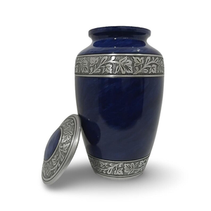 Blue Aluminum Cremation Urn Metal <b>Memorial</b> Ashes Casket Custom Decorative Adult Burial <b>Keepsake</b> with Velvet Bag - Product Image 2
