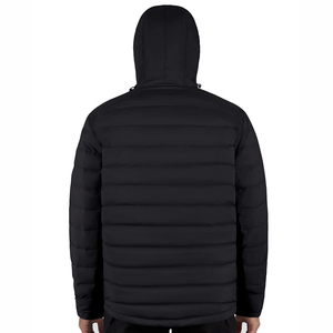 Chaqueta de hombre cálida, estilo casual, con cuello vuelto, cremallera, costuras gruesas, patchwork, estilo universitario, acolchada de algodón, teñido liso - Product Image 2