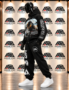 Ensemble de survêtement vintage deux pièces personnalisé en coton 100% pour l'hiver, style streetwear, avec sweat à capuche et pantalon de survêtement, coupe régulière et oversize, imprimé - Product Image 4
