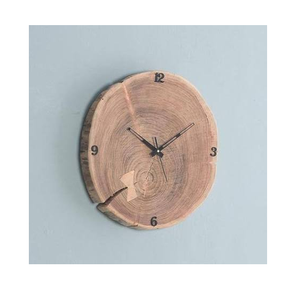 Minimalist Round Wooden Wall <b>Clock</b> Silent Quartz Wooden Round Irregular Geometric Quartz Analog <b>Clock</b> Black Hands - Product Image 6