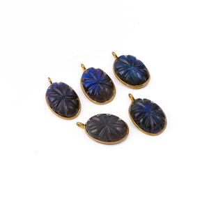 Colgante de labradorita a la moda hecho a mano chapado en oro forma ovalada flor tallada encanto ajuste incrustaciones para la fabricación de joyas de moda - Product Image 3