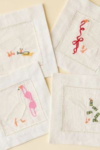 ผ้าเช็ดปากค็อกเทลปักลายแบบกำหนดเอง คุณภาพสูง ผลิตจากผ้าฝ้าย/ผ้าลินินเวียดนามแท้ สำหรับงานปาร์ตี้ งานแต่งงาน งานเย็บปักถักร้อย - Product Image 6